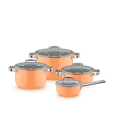 Комплект тенджери Fusiontec Mineral PRO 4 части оранжеви