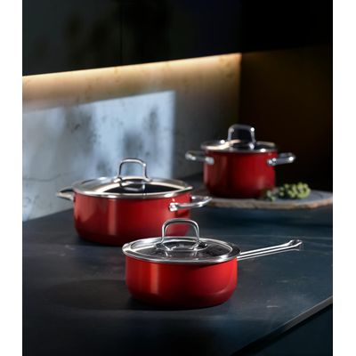 Висока тенджера Fusiontec Compact 18 см., 2.4.л. червен Висока тенджера Fusiontec Compact 18 см., 2.4.л. червен